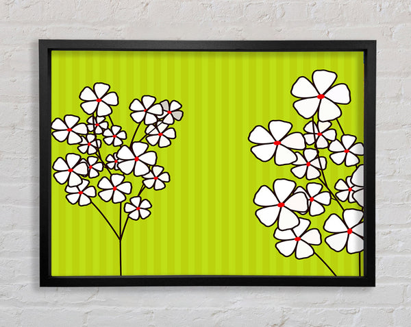 Poppies On Lime Green Framed Print