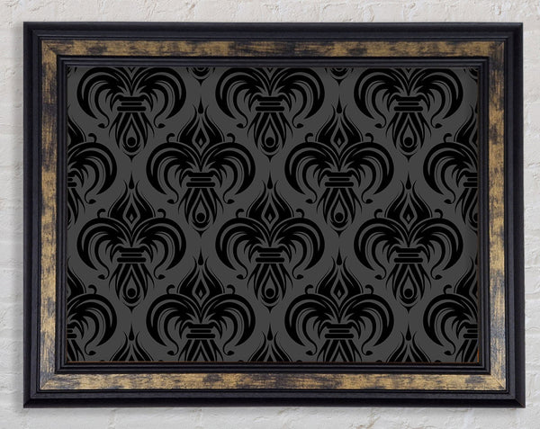 Black And Grey Velvet Flock Framed Print