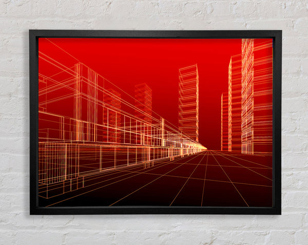 Rote futuristische Stadt
