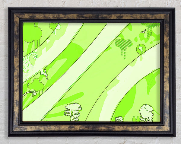 Rainbow Trees Lime Framed Print