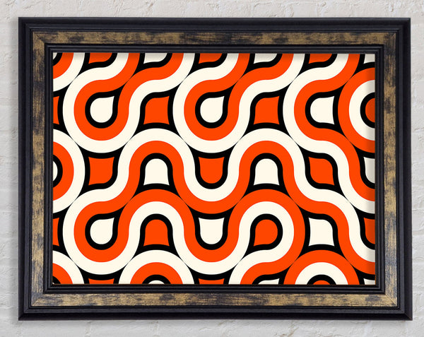 Graphical Maze Orange Framed Print