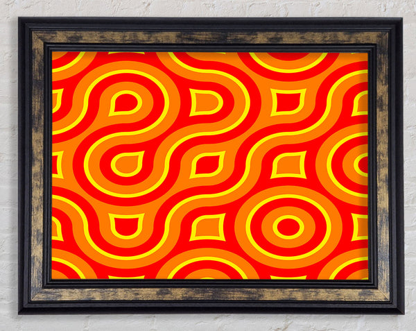 In Between The Lines Orange Framed Print
