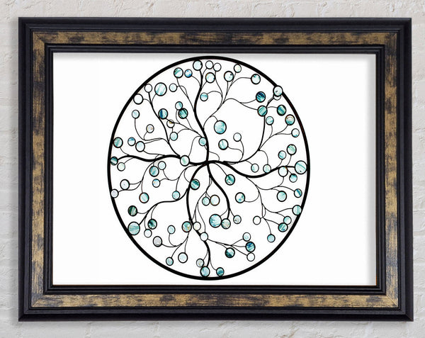 Circle Of Life Blue On White Framed Print