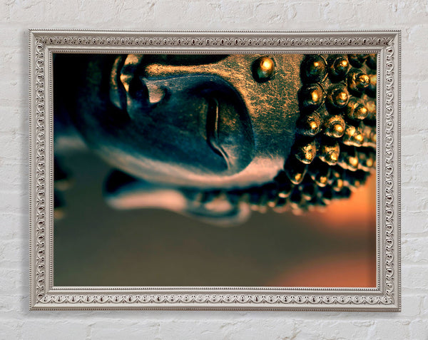 Buddha Face Golden Framed Print