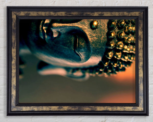 Buddha Face Golden Framed Print