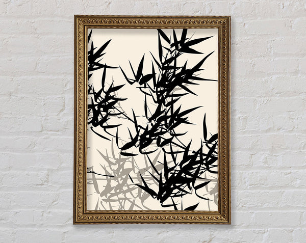 Japanese Leaves Blowing In The Wind Framed Print