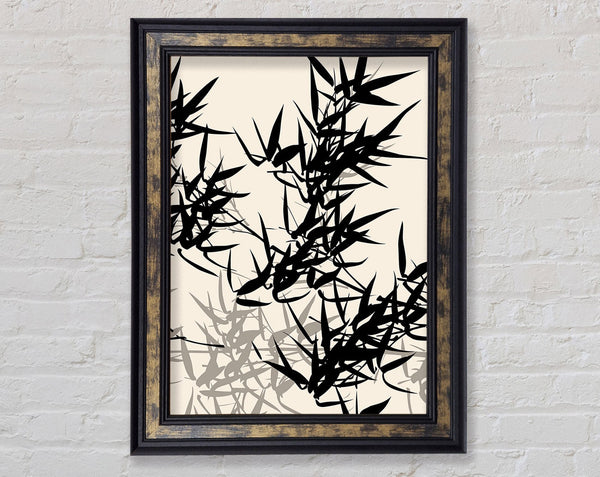 Japanese Leaves Blowing In The Wind Framed Print