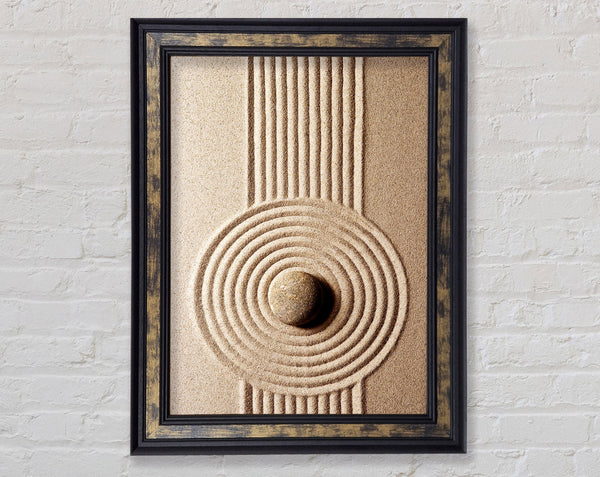 Circular Sand Script Zen Framed Print