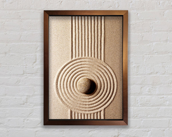 Circular Sand Script Zen Framed Print