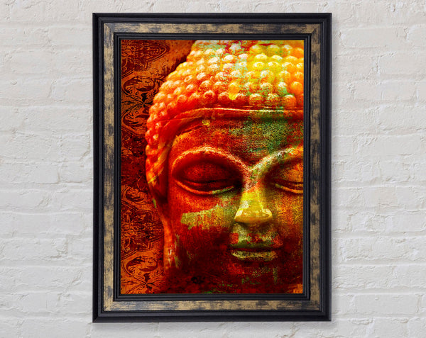 Retro Orange Yellow Buddha Framed Print