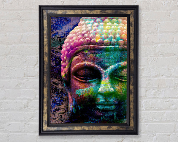 Retro Rainbow Buddha Framed Print