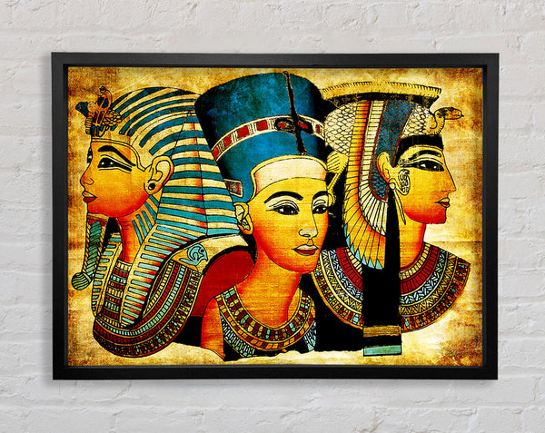 Heads Of Three Egyptian Queens n Kings Framed Print