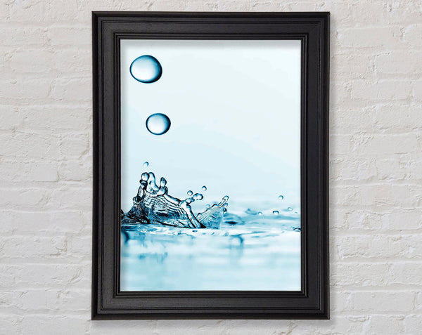 Blue Water Droplet Splash Framed Print