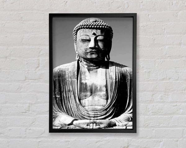 Peaceful Buddha Black n White Framed Print