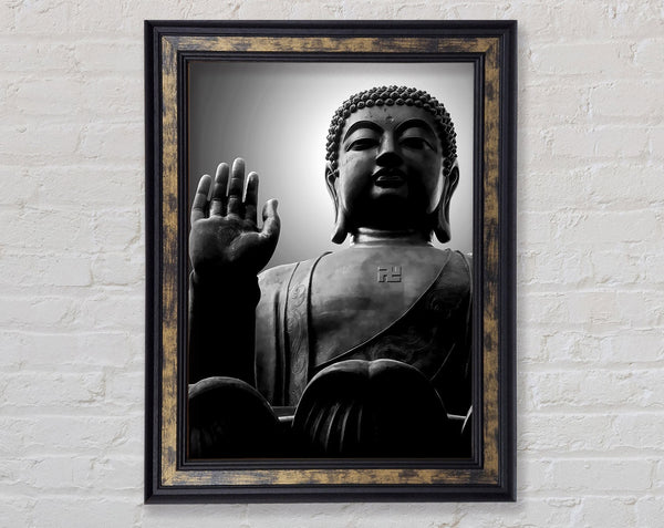 Black n White Buddha Statue Framed Print