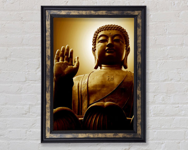 Sepia Buddha Statue Framed Print