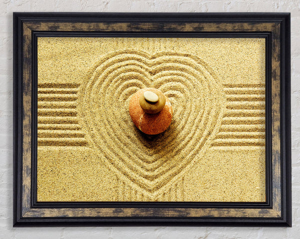 Love Heart Sand Stone Framed Print