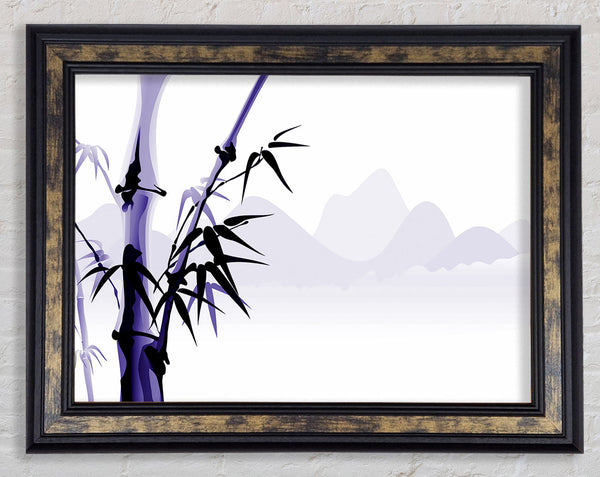 Purple Bamboo Mountains Framed Print
