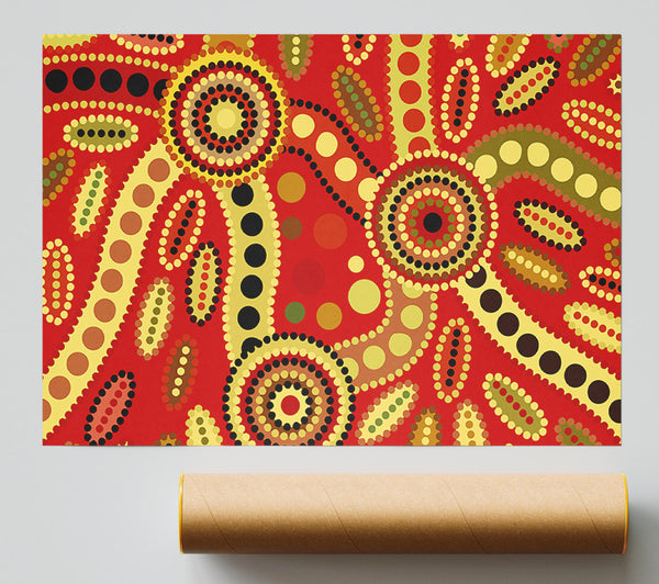 Aboriginal Red Tribal Poster