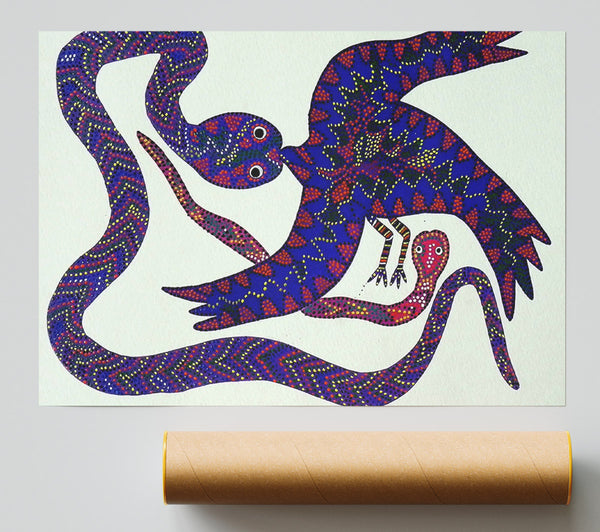 Aboriginal Snake Bird Print