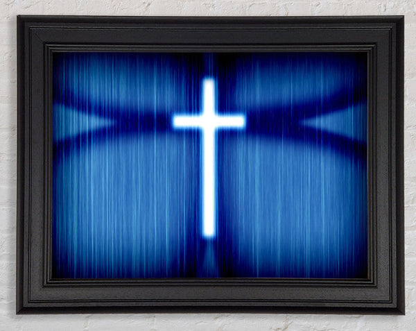 Christian White Cross Blue Background Framed Print