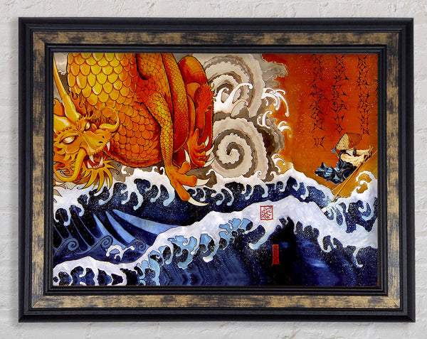 Japanese Samurai Monk Dragon Framed Print