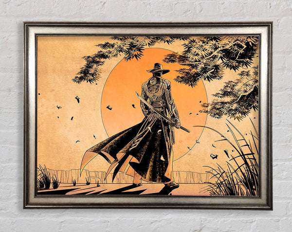 Japanese Samurai Sunset Framed Print