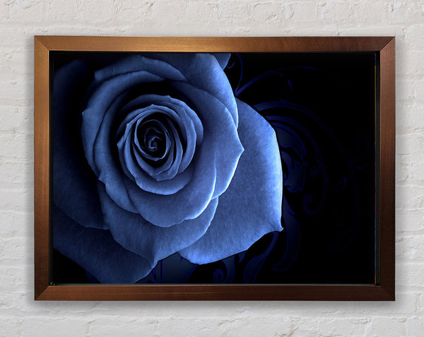 Blaue Rose auf Schwarz