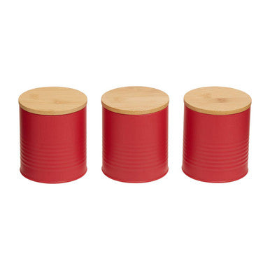 Set Of Three Alton Red Cannisters