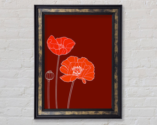 Red Poppies Maroon Framed Print