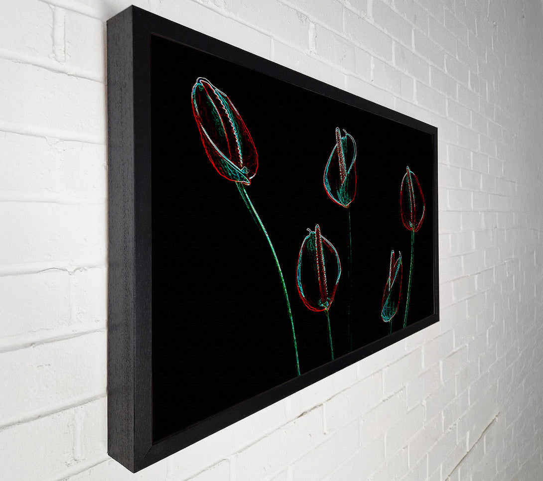  A Canvas Print of Abstarct Neon Night Flowers Canvas Wall Art
