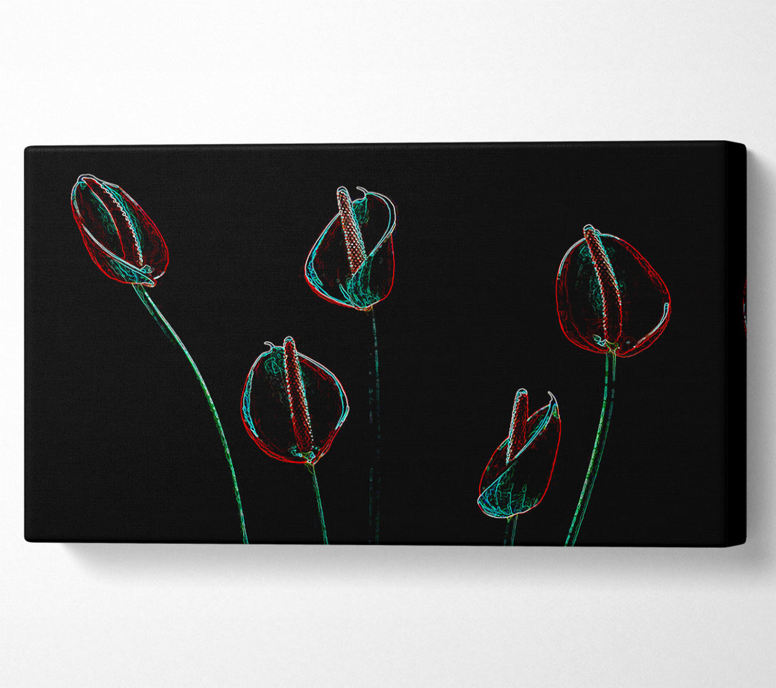  A Canvas Print of Abstarct Neon Night Flowers Canvas Wall Art