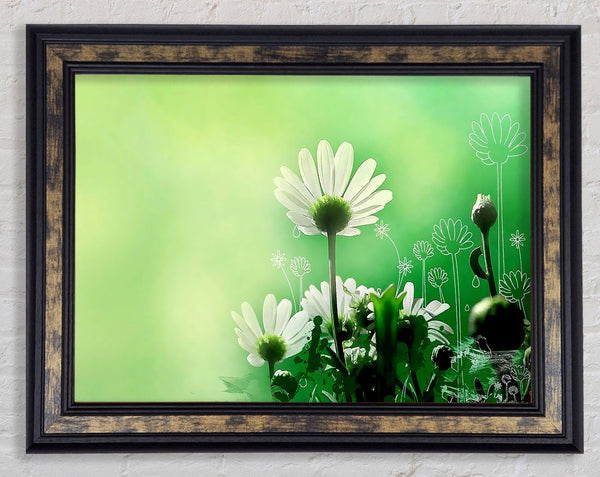 Green Flower Parade Framed Print