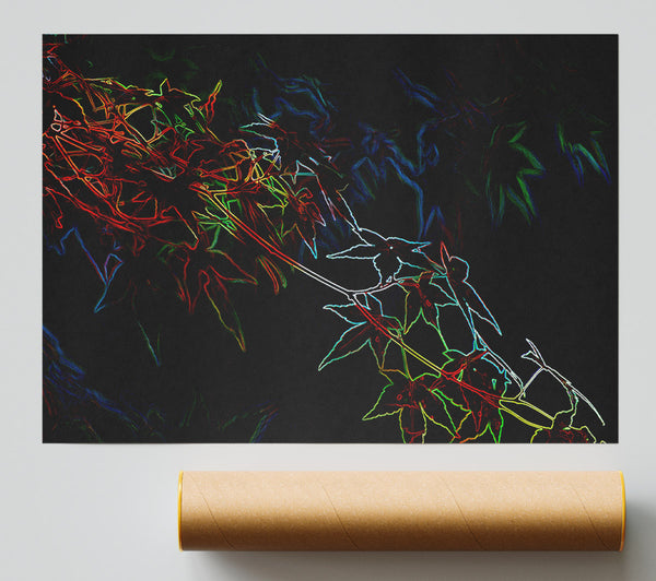 Abstarct Neon Floral 08 Print