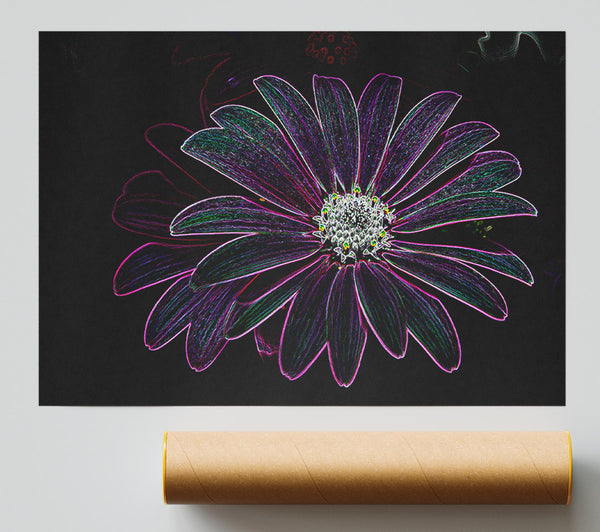 Abstarct Neon Floral 14 Poster