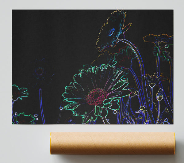 Abstarct Neon Floral 04 Giclee Print