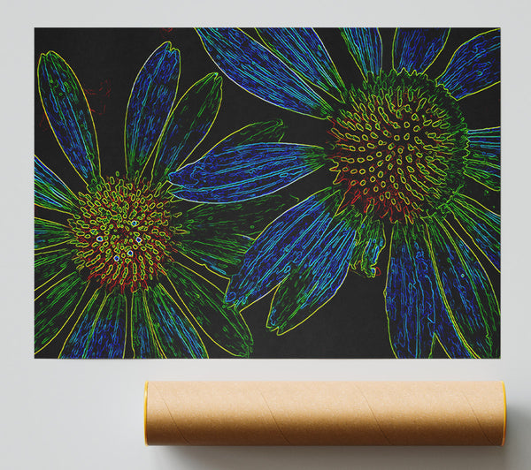 Abstarct Neon Floral 18 Print