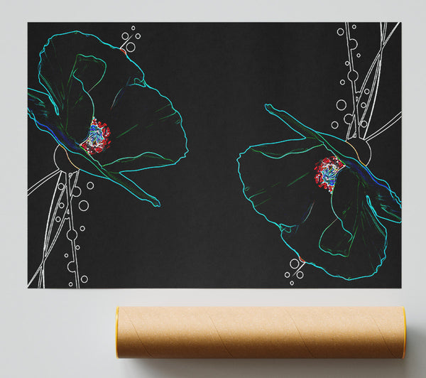Abstarct Neon Floral 09 Print