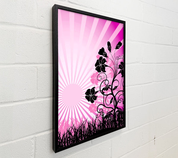 Black Flowers Pink Sunrays