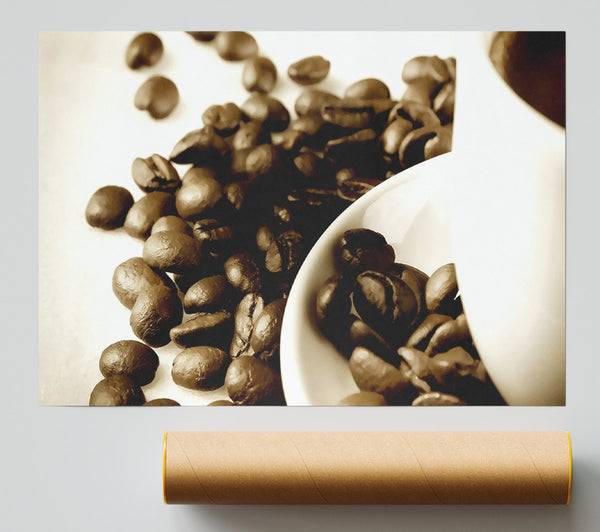 Coffee Cup With Beans Giclee Print