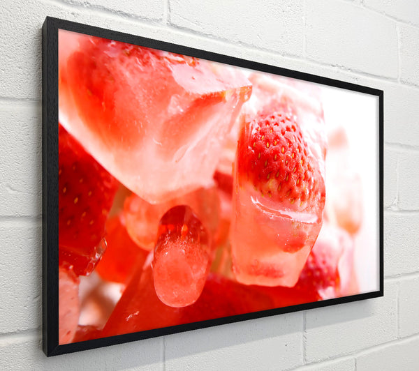 Strawberries On Ice Cubes