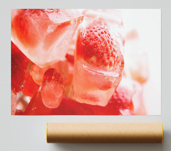 Strawberries On Ice Cubes Giclee Print