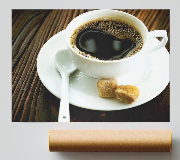 Cup Of Coffee And Sugar Cubes Poster