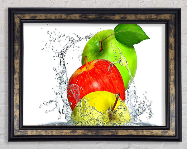 Apples Splashing Water Framed Print