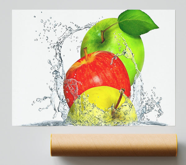 Apples Splashing Water Print