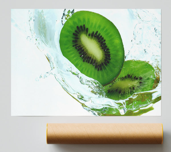 Fresh Kiwi Splash Poster