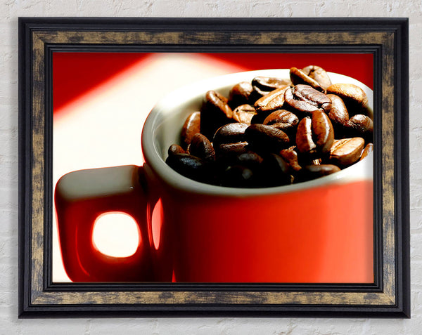 Red Coffee Bean Mug Framed Print