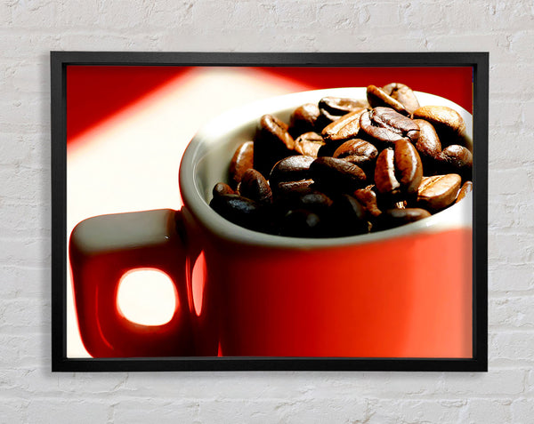 Rote Kaffeebohnentasse