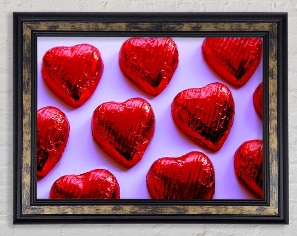 Red Chocolate Love Hearts Framed Print
