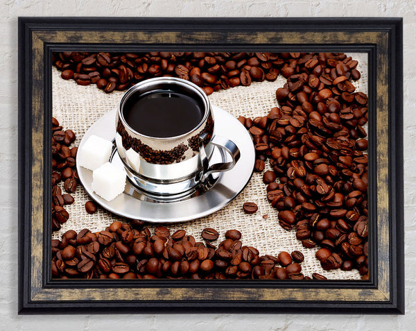 Silver Coffee Beans Framed Print